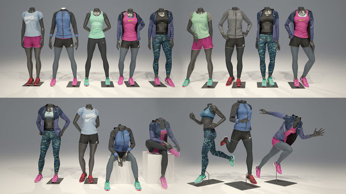 Woman mannequin Nike FULL PACK 3D model