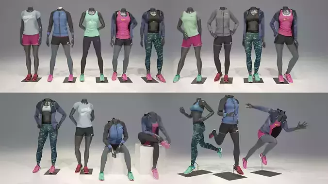 Woman mannequin Nike FULL PACK 3D model