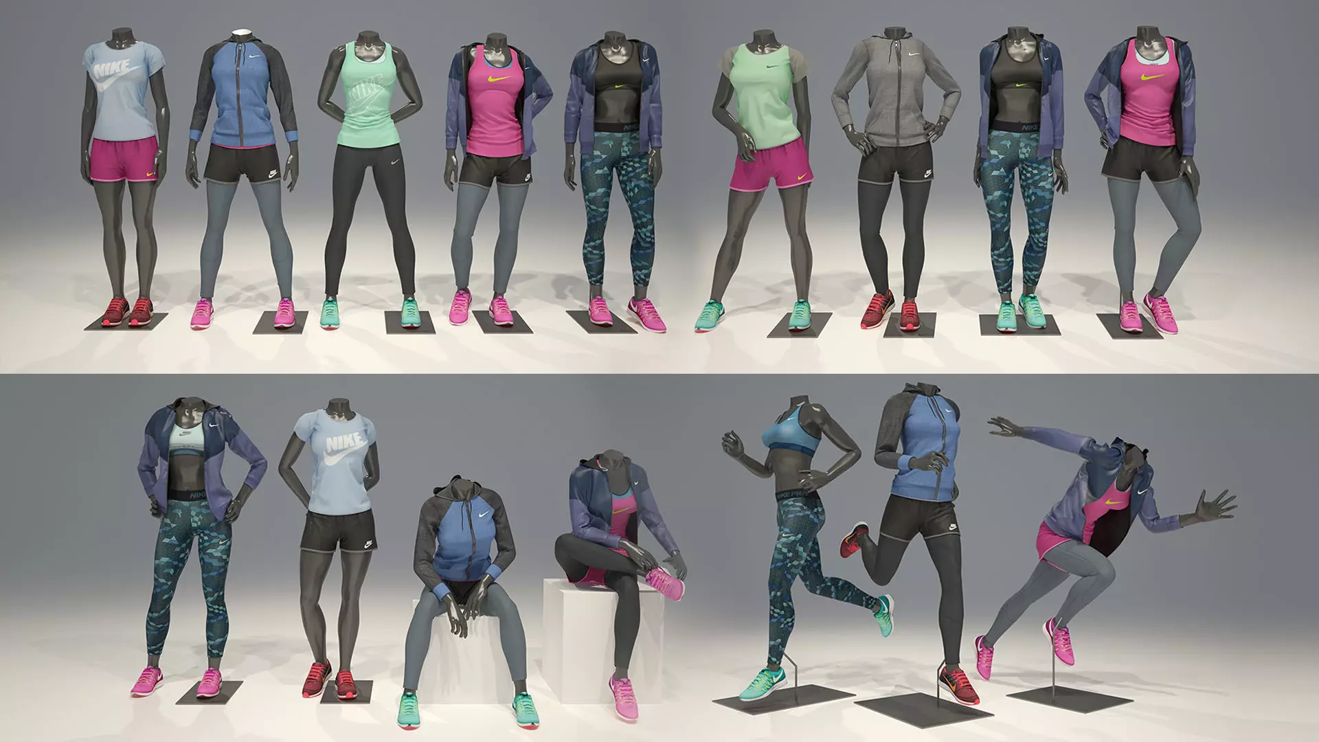 Woman mannequin Nike FULL PACK 3D model_0