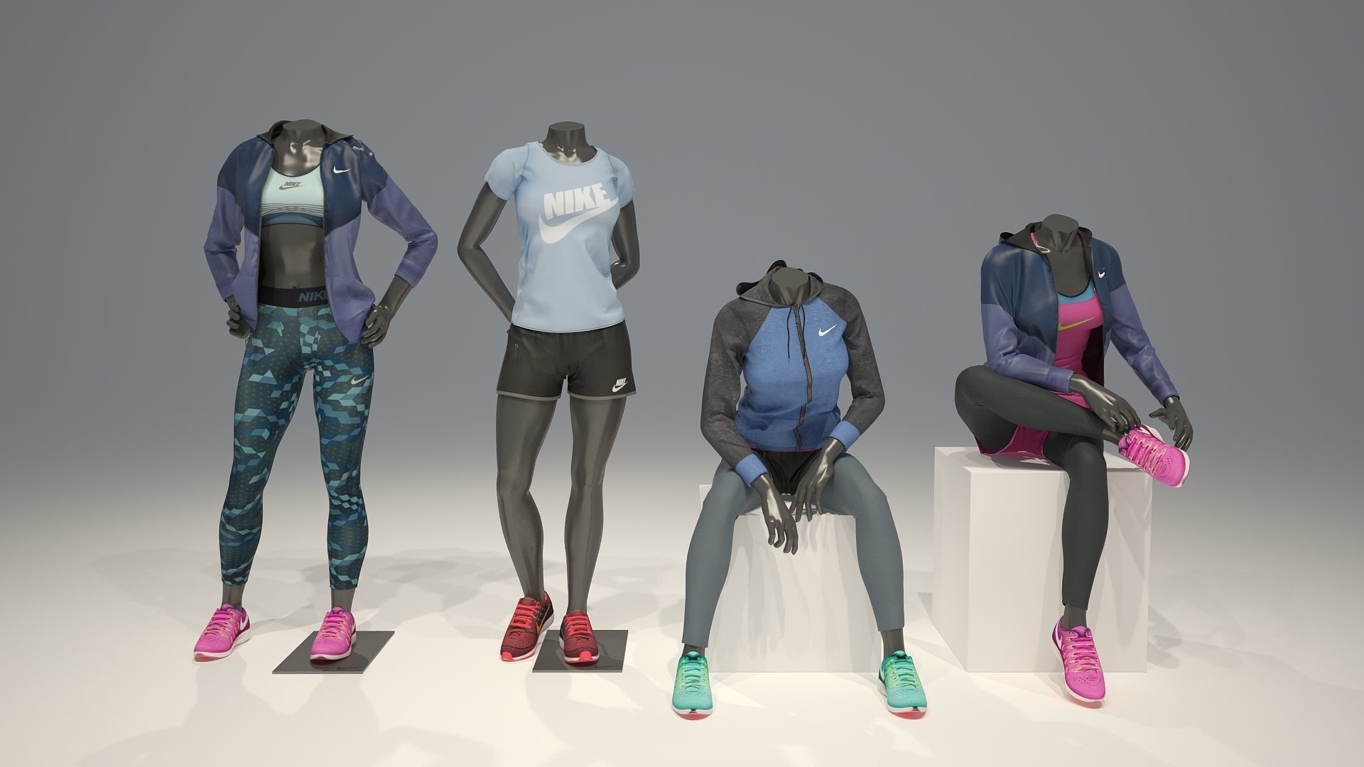 Woman mannequin Nike FULL PACK 3D model_7