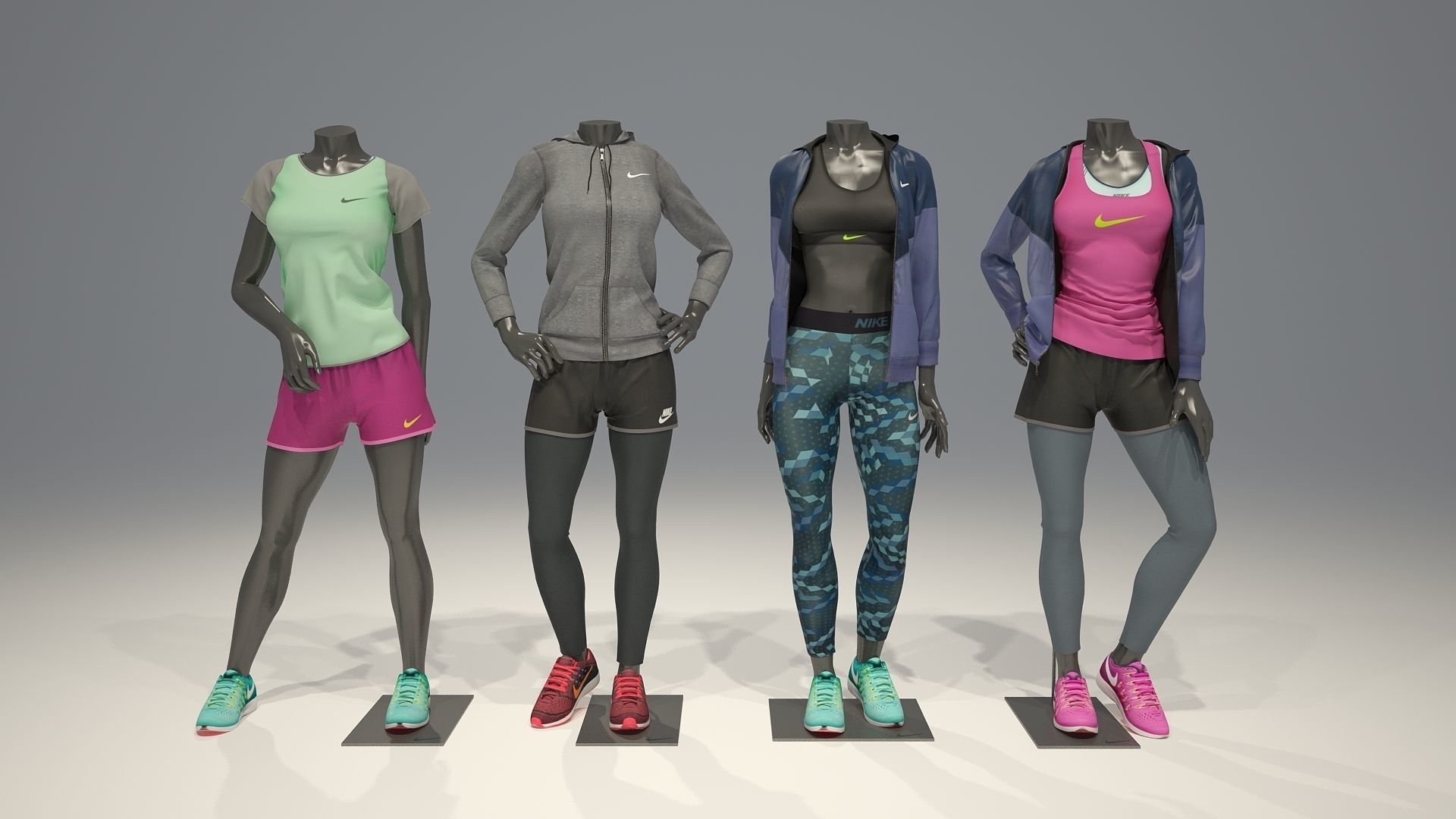 Woman mannequin Nike FULL PACK 3D model_6