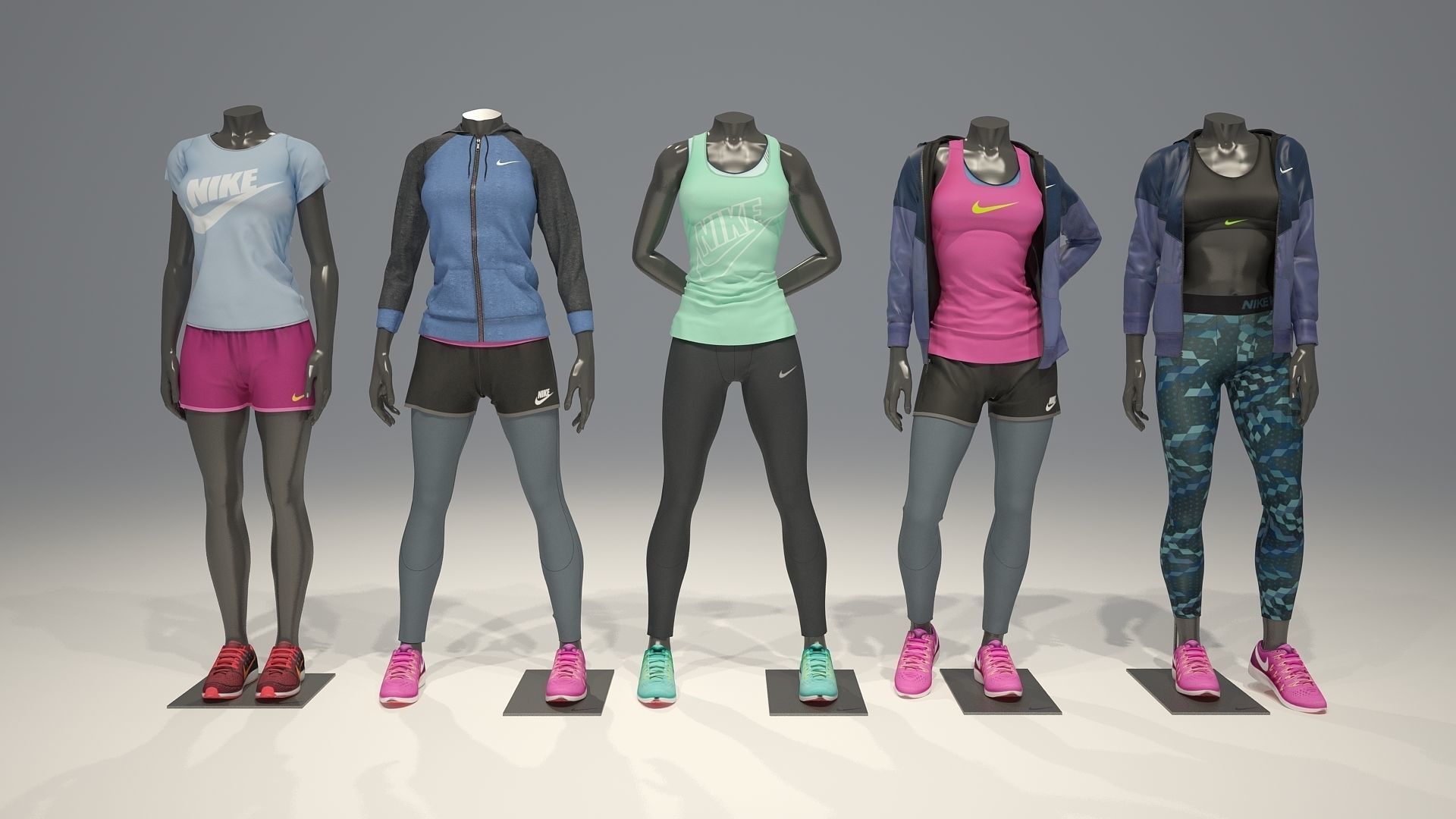 Woman mannequin Nike FULL PACK 3D model_5