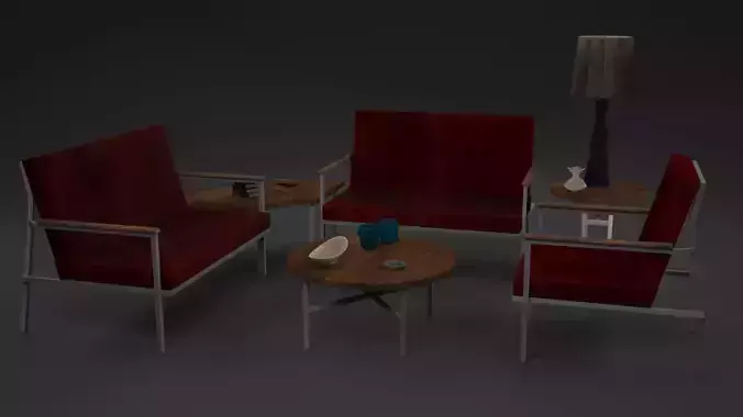 Red Sofa Set 