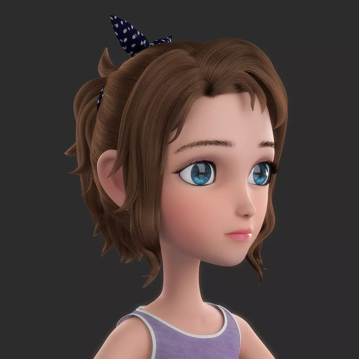Cartoon Girl 3D model_0