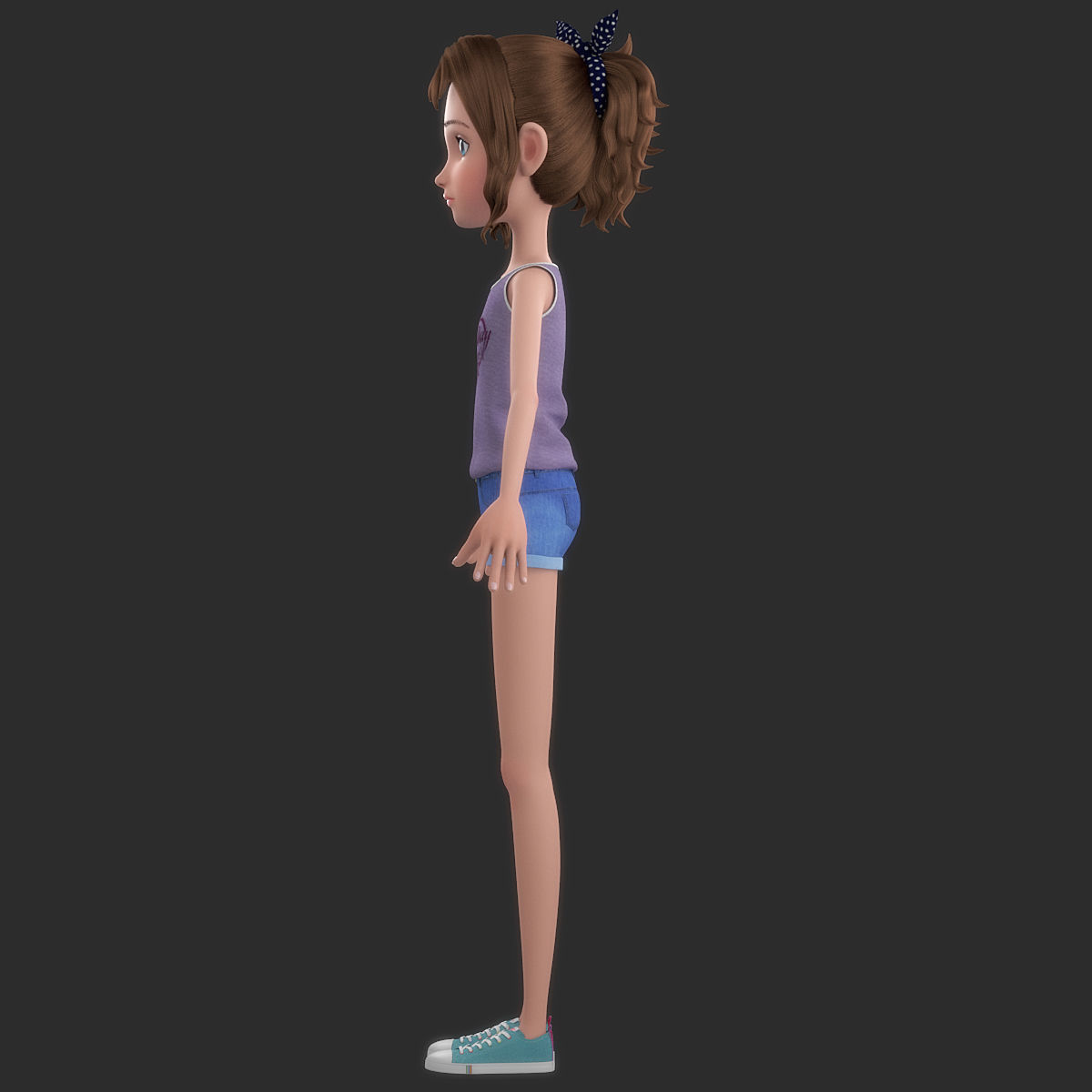 Cartoon Girl 3D model_14
