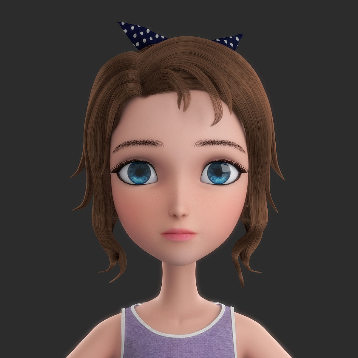 Cartoon Girl 3D model_1