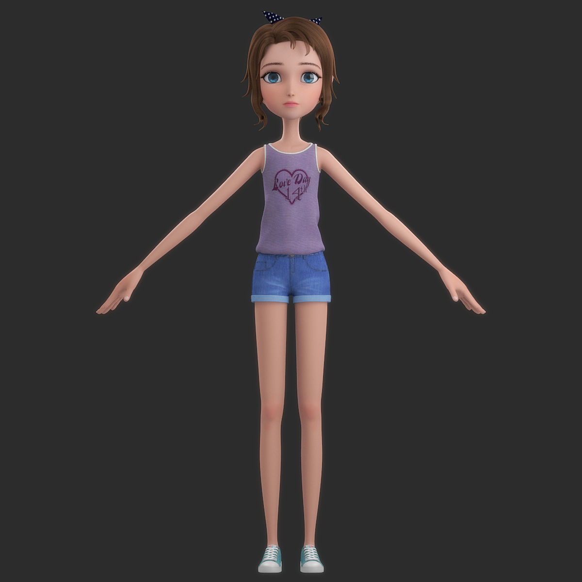 Cartoon Girl 3D model_10
