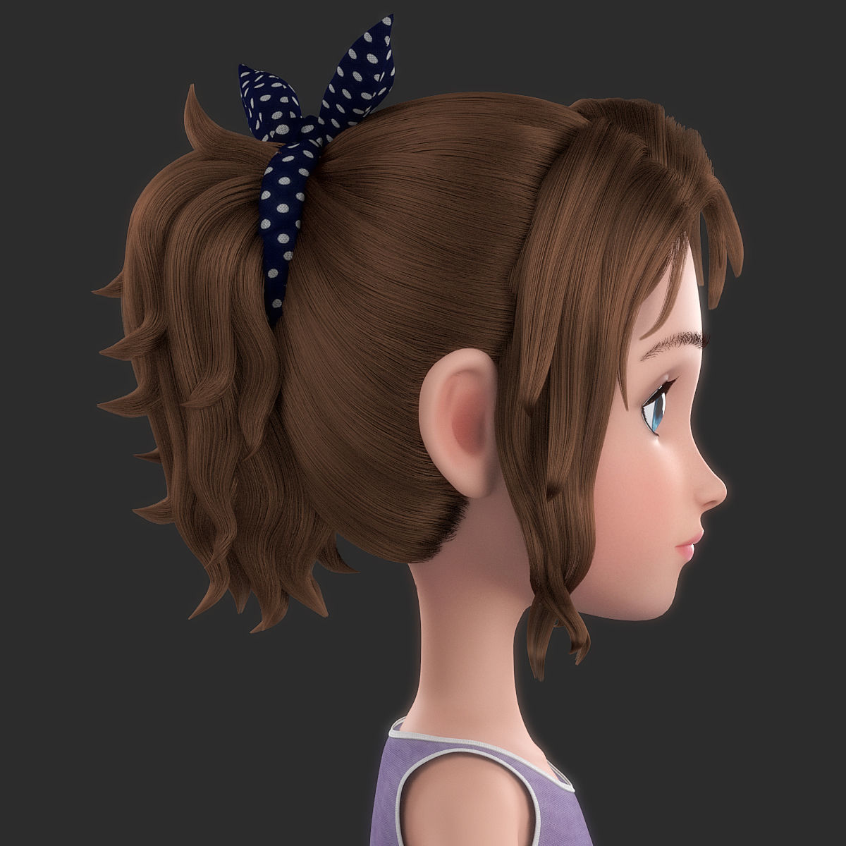 Cartoon Girl 3D model_2