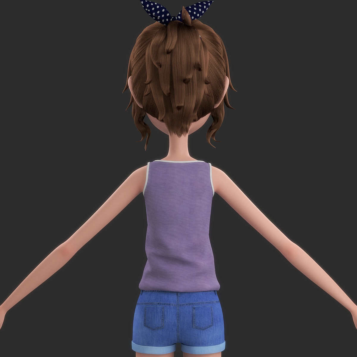 Cartoon Girl 3D model_8