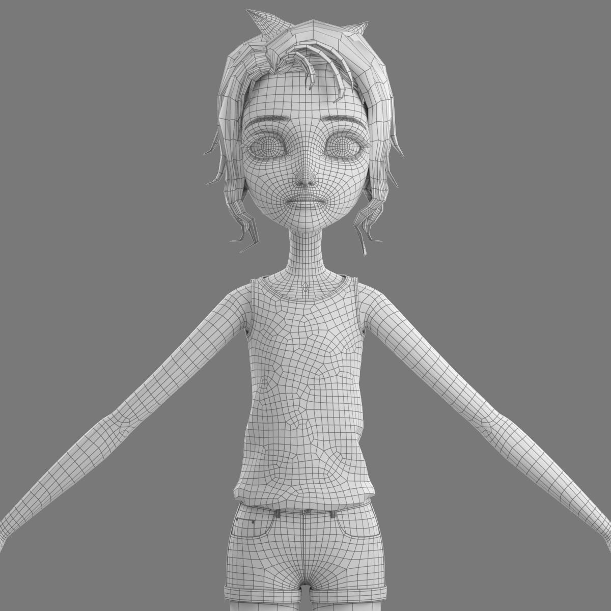 Cartoon Girl 3D model_24