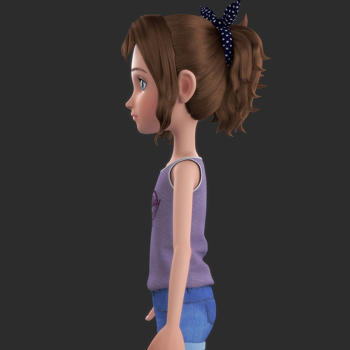 Cartoon Girl 3D model_9