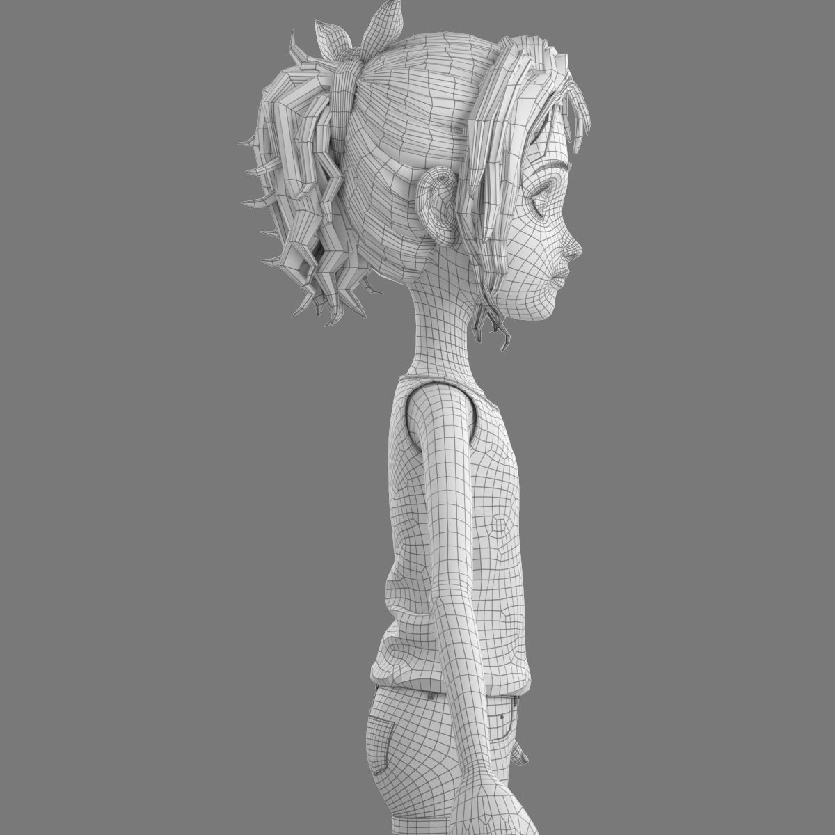 Cartoon Girl 3D model_26