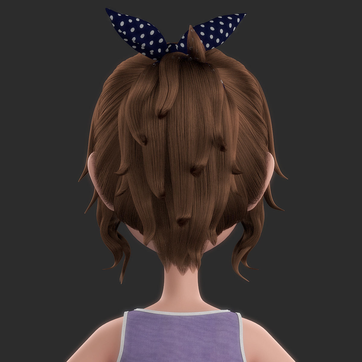 Cartoon Girl 3D model_3