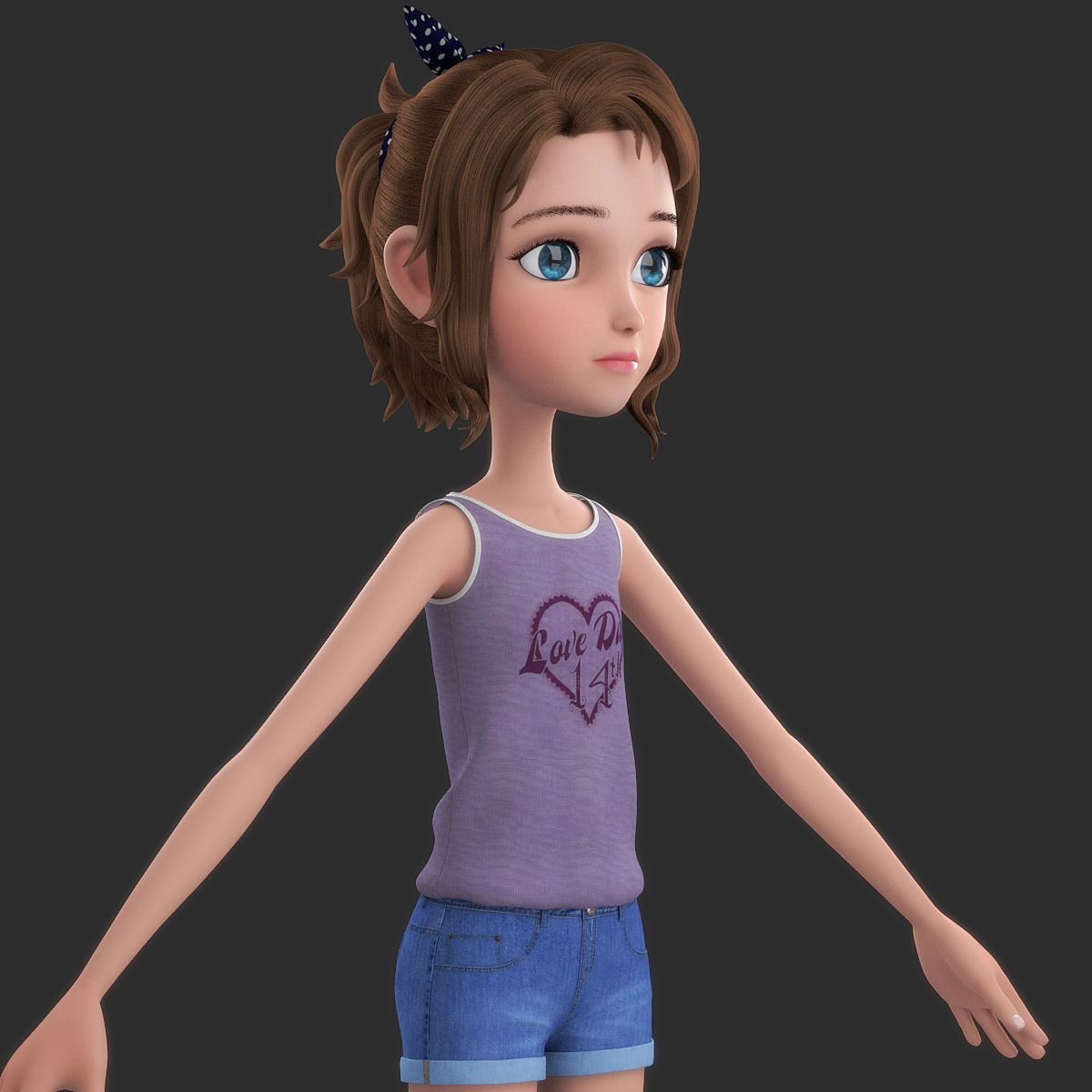 Cartoon Girl 3D model_6