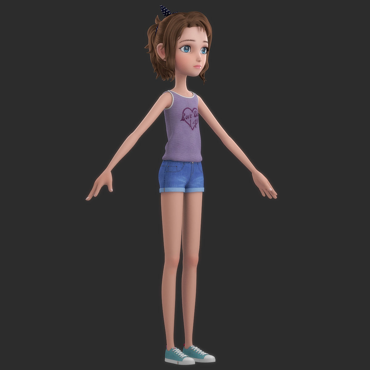 Cartoon Girl 3D model_11