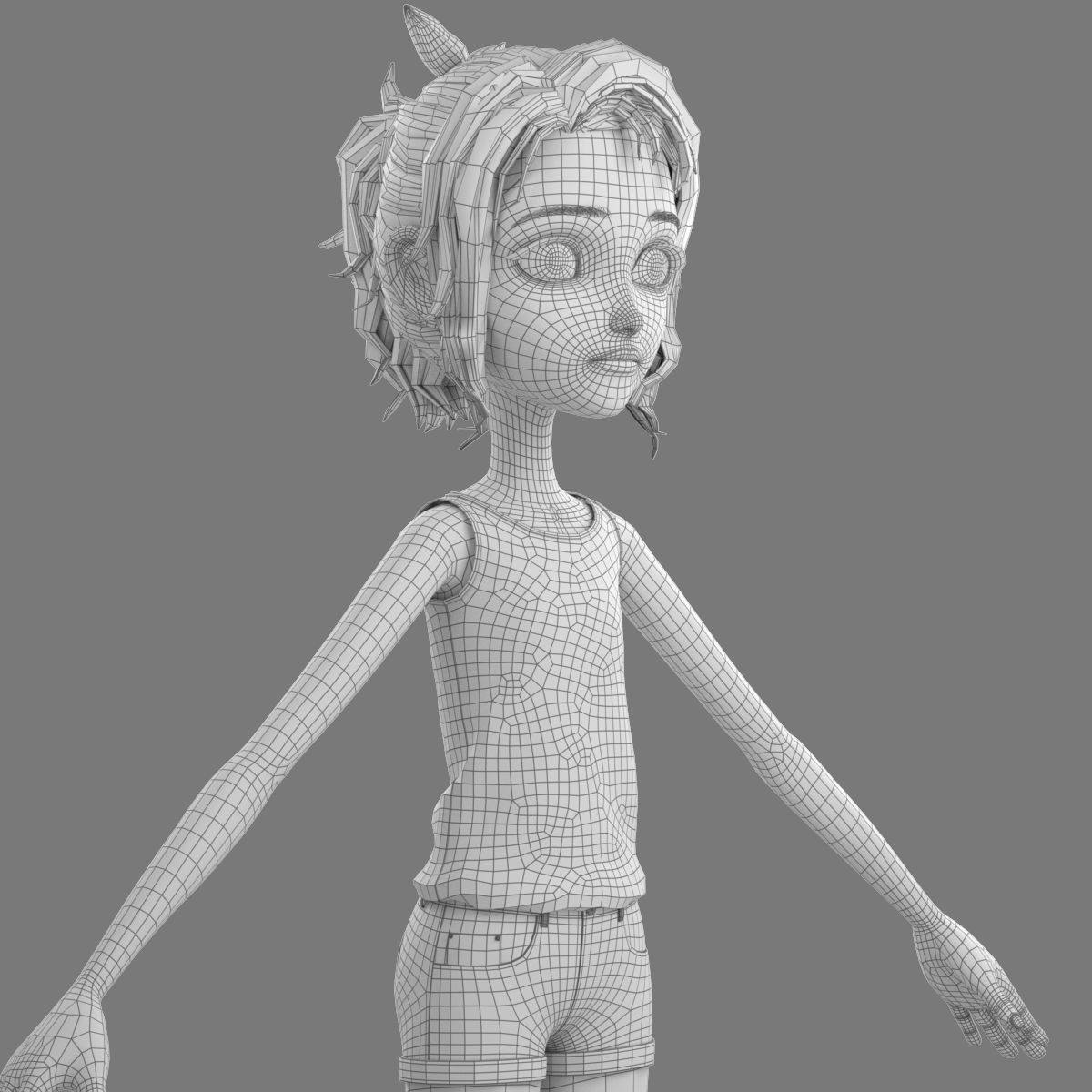Cartoon Girl 3D model_25