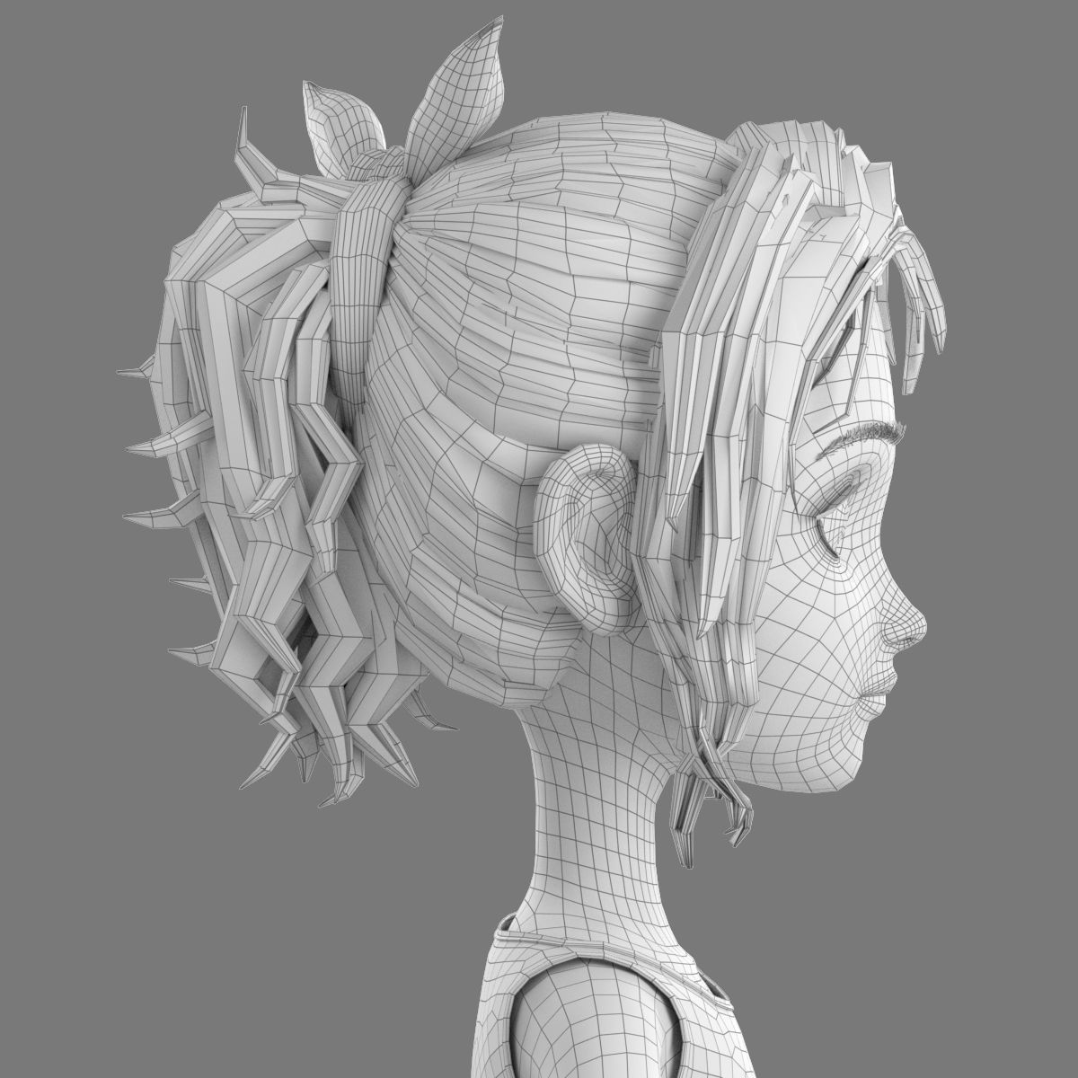 Cartoon Girl 3D model_21