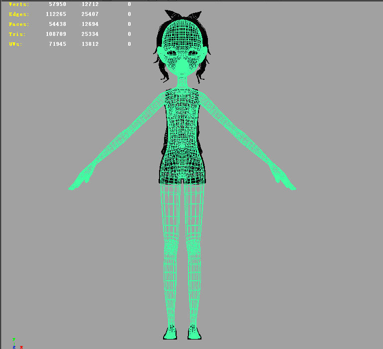 Cartoon Girl 3D model_31