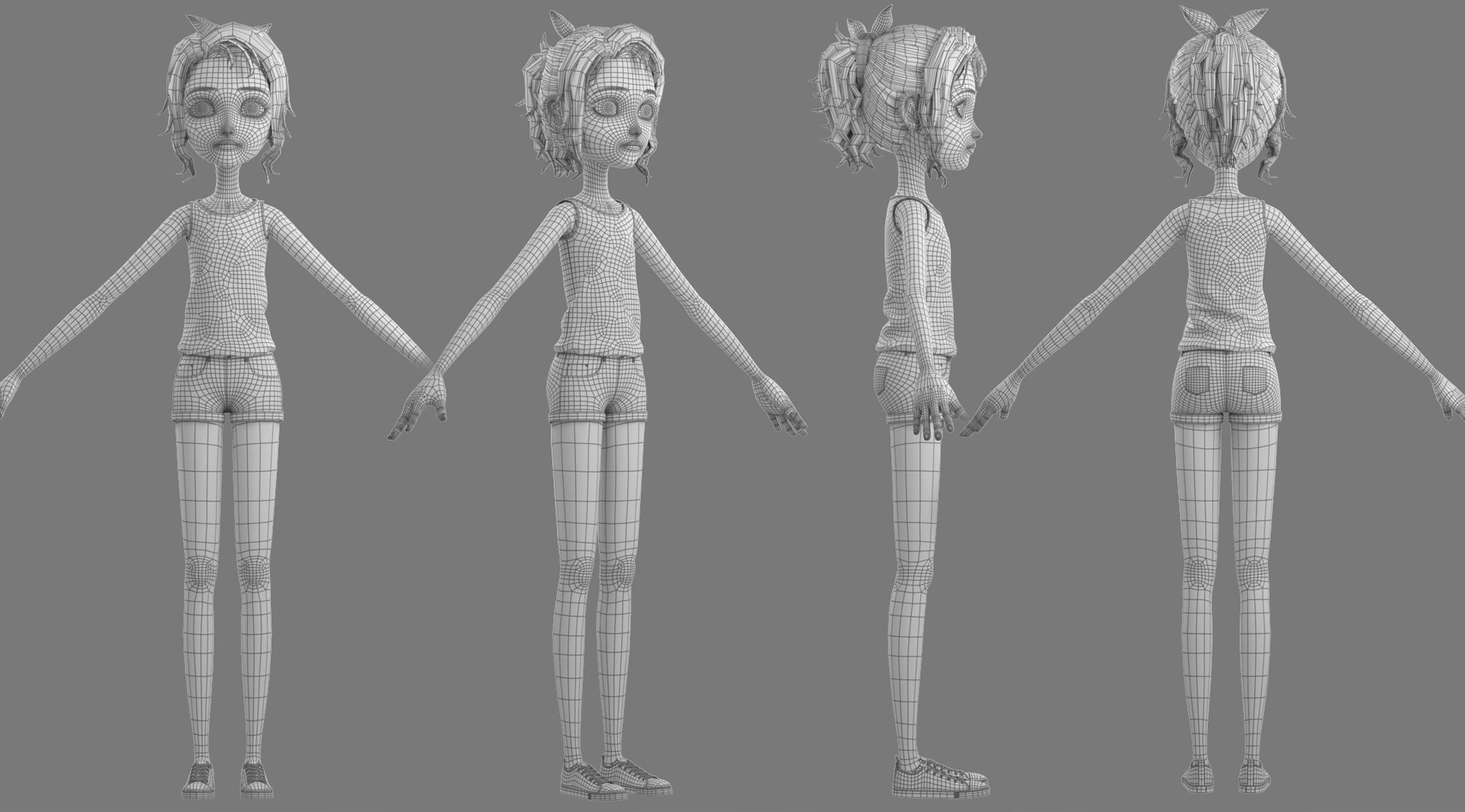 Cartoon Girl 3D model_29
