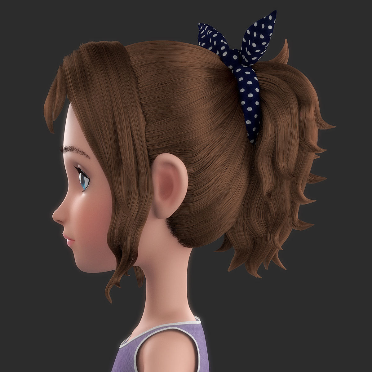 Cartoon Girl 3D model_4