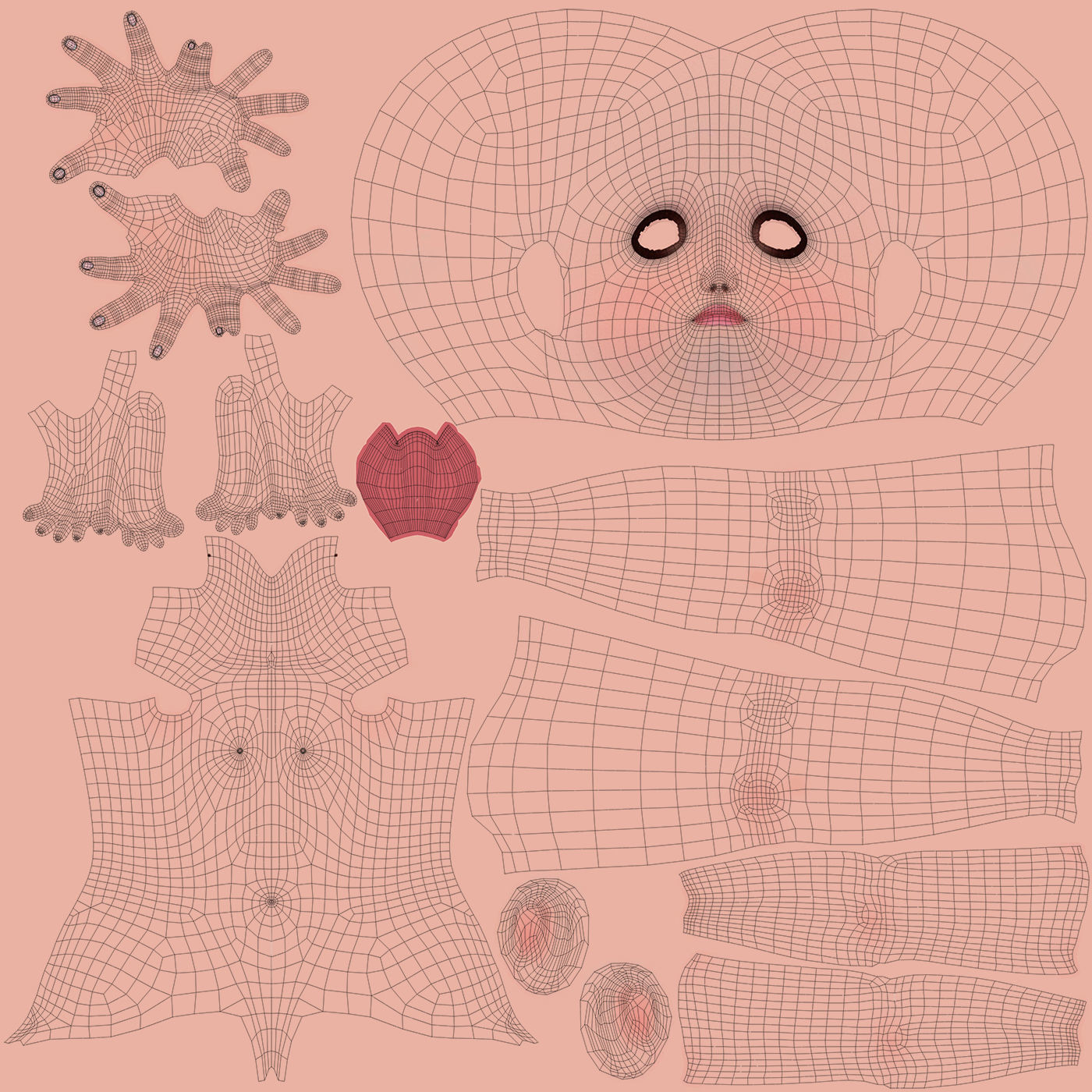 Cartoon Girl 3D model_32