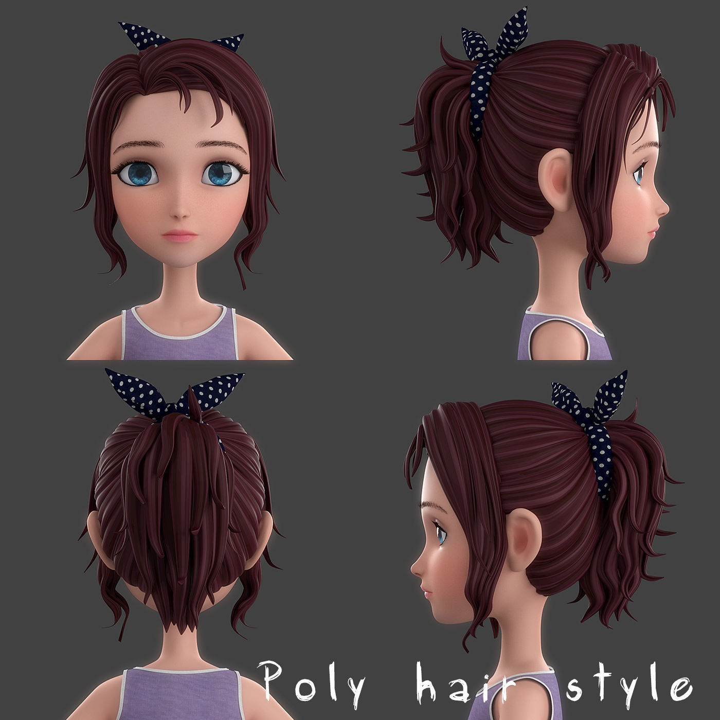 Cartoon Girl 3D model_18