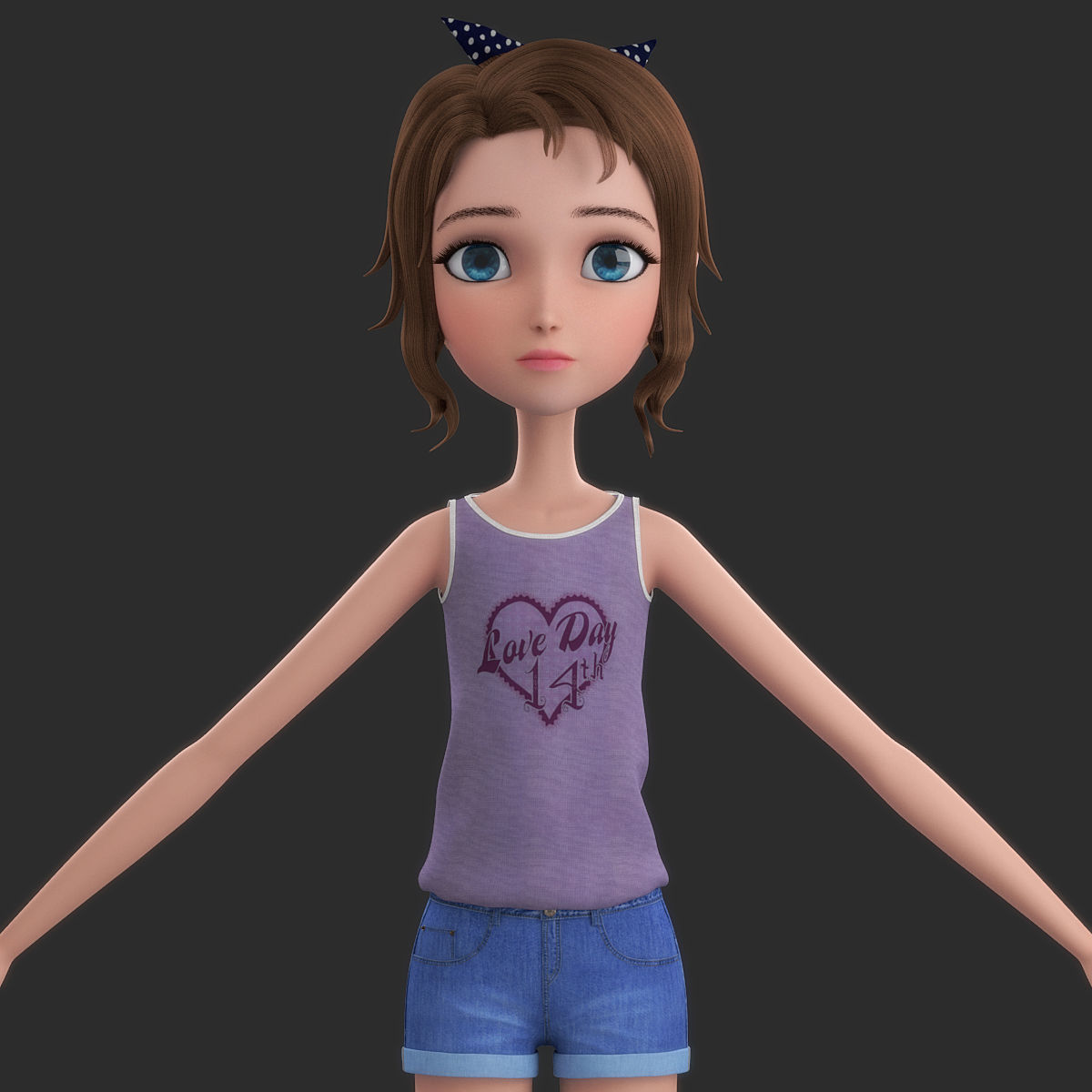 Cartoon Girl 3D model_5