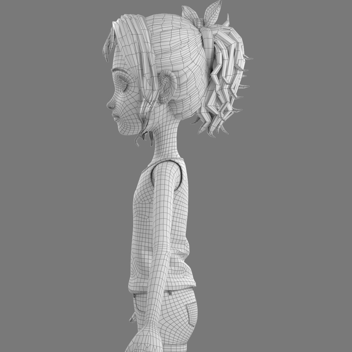 Cartoon Girl 3D model_28