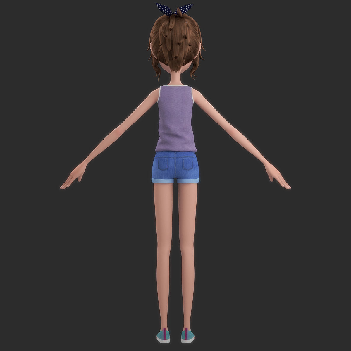 Cartoon Girl 3D model_13