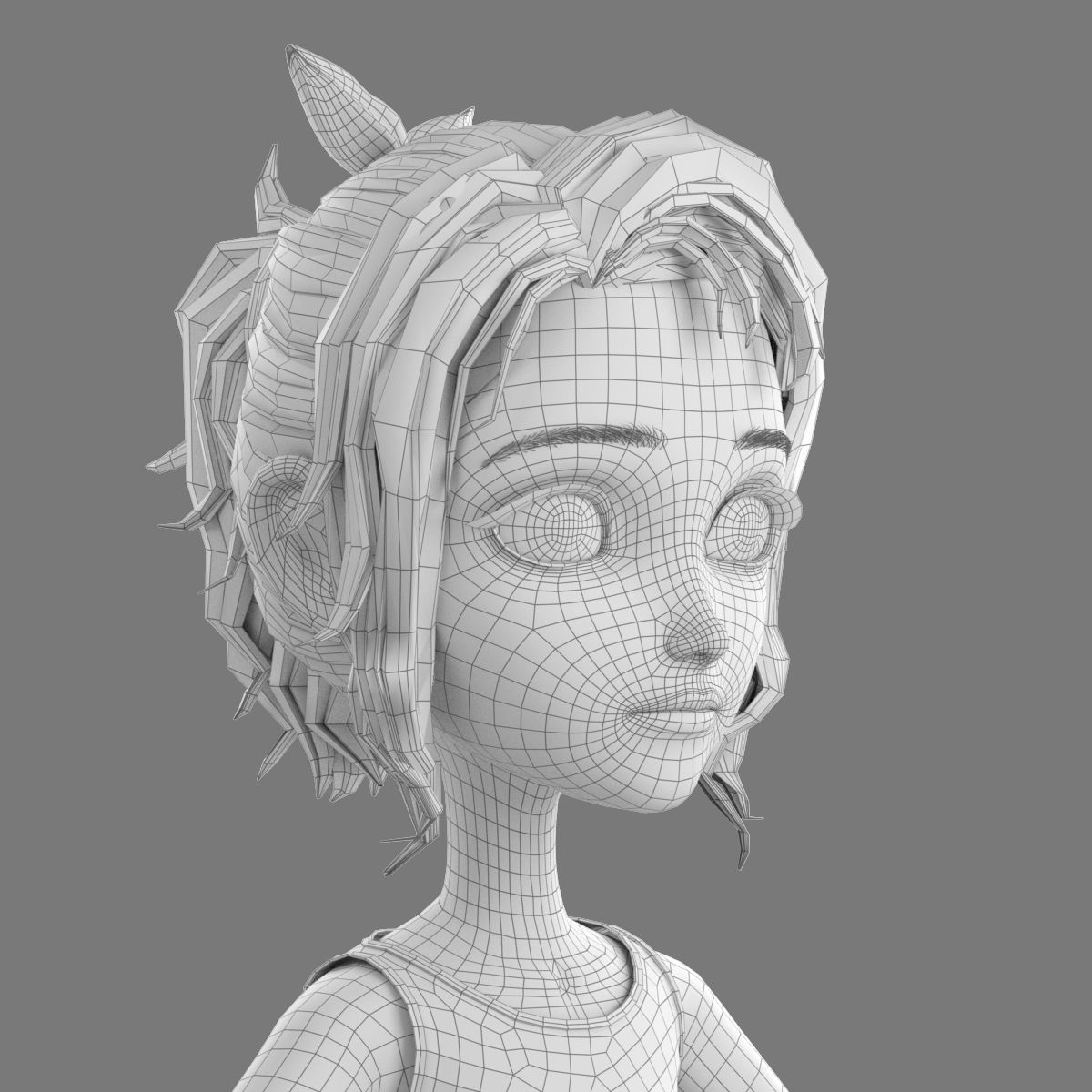 Cartoon Girl 3D model_20