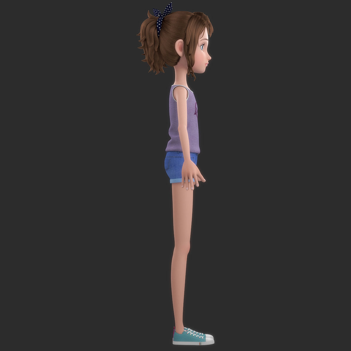 Cartoon Girl 3D model_12