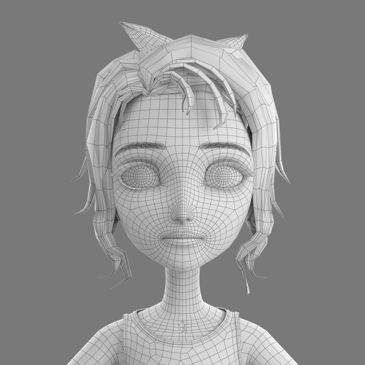 Cartoon Girl 3D model_19