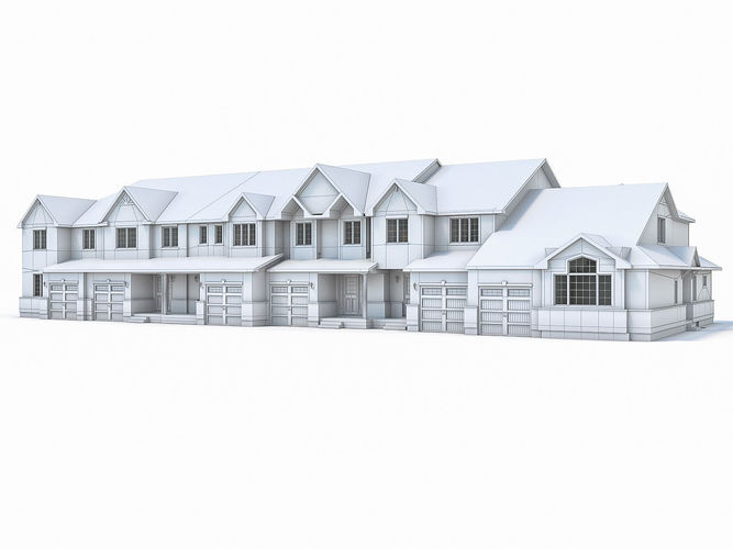Townhouses Collection house Low-poly 3D model 4