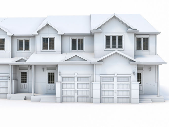 Townhouses Collection house Low-poly 3D model 6