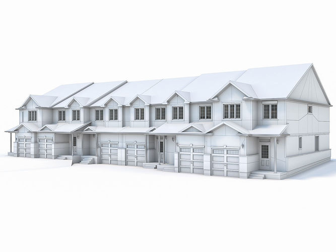 Townhouses Collection house Low-poly 3D model 3