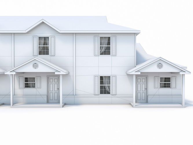 Townhouses Collection house Low-poly 3D model 5