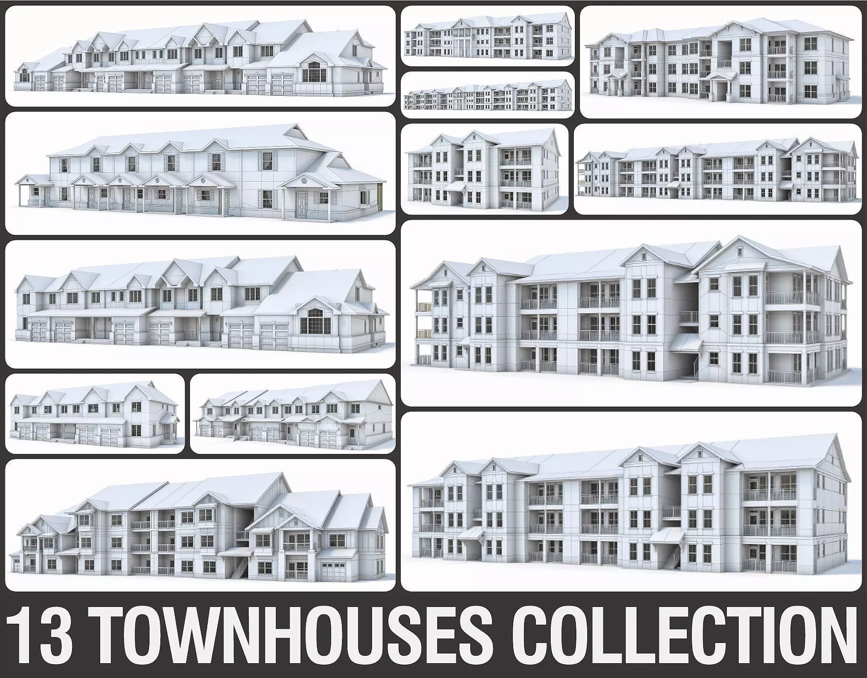 Townhouses Collection house Low-poly 3D model