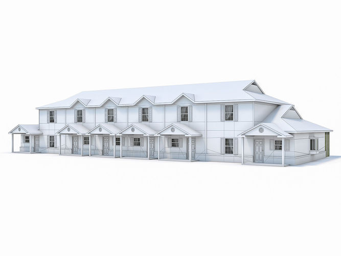 Townhouses Collection house Low-poly 3D model 2