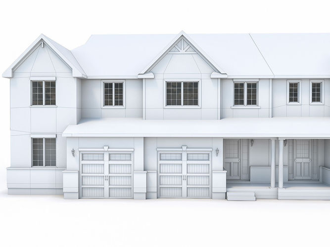 Townhouses Collection house Low-poly 3D model 7
