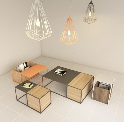 Coffee tables with lamps and decor