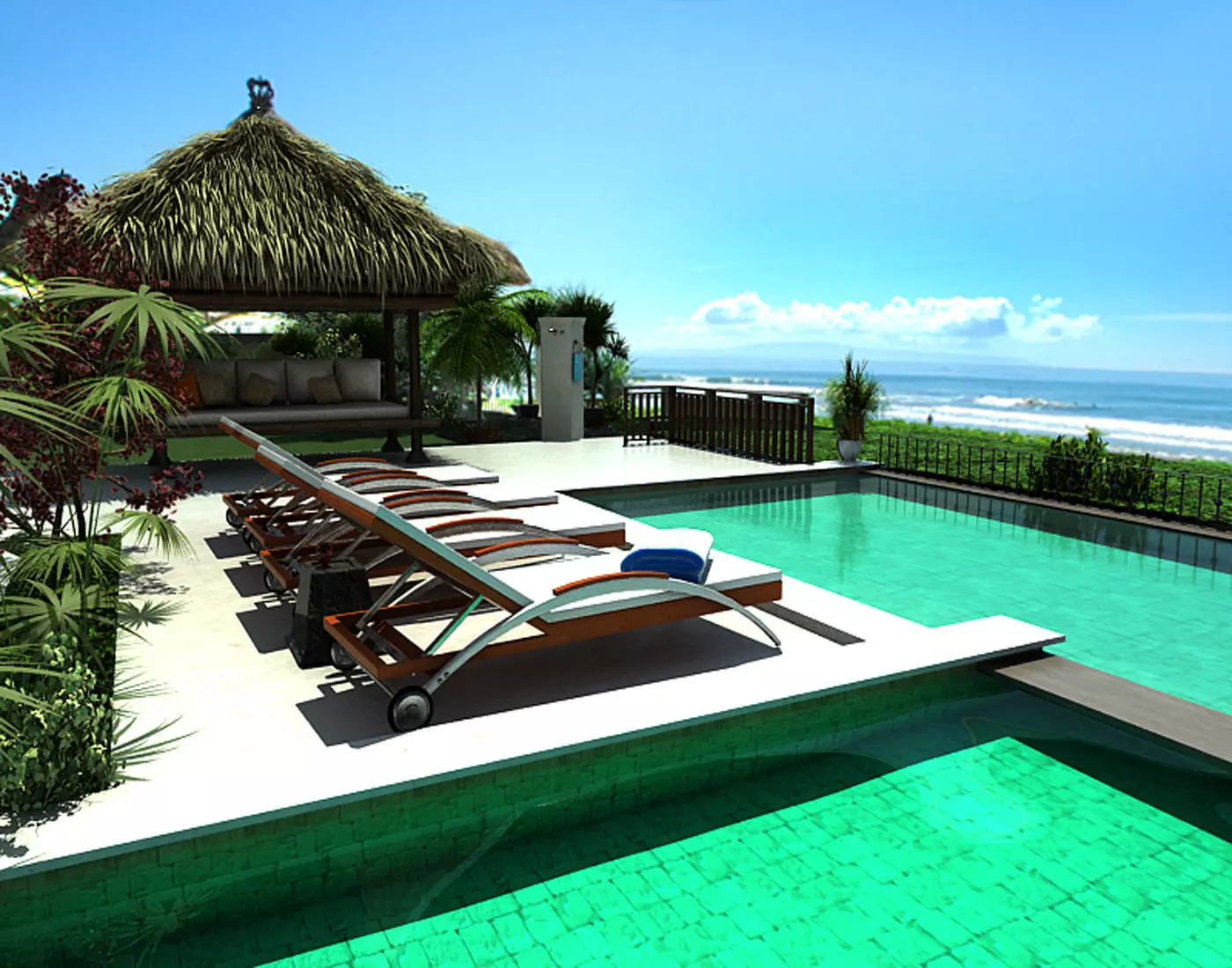 Exterior Resort sitting area shot Low-poly 3D model_0
