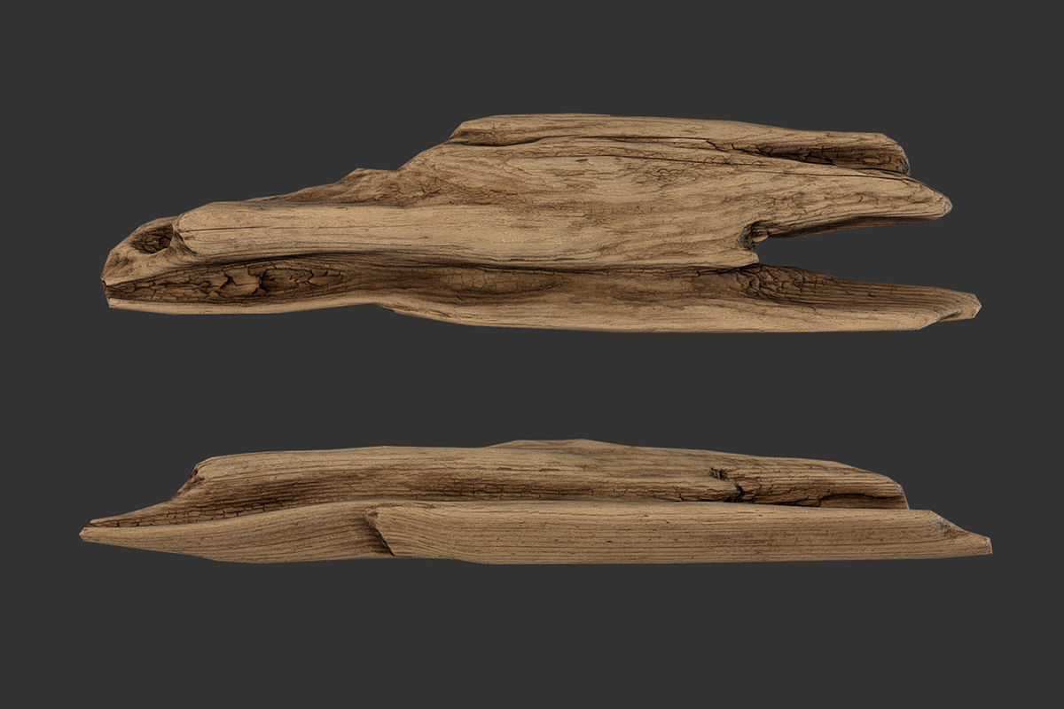 Plank Fragment Low-poly 3D model_2