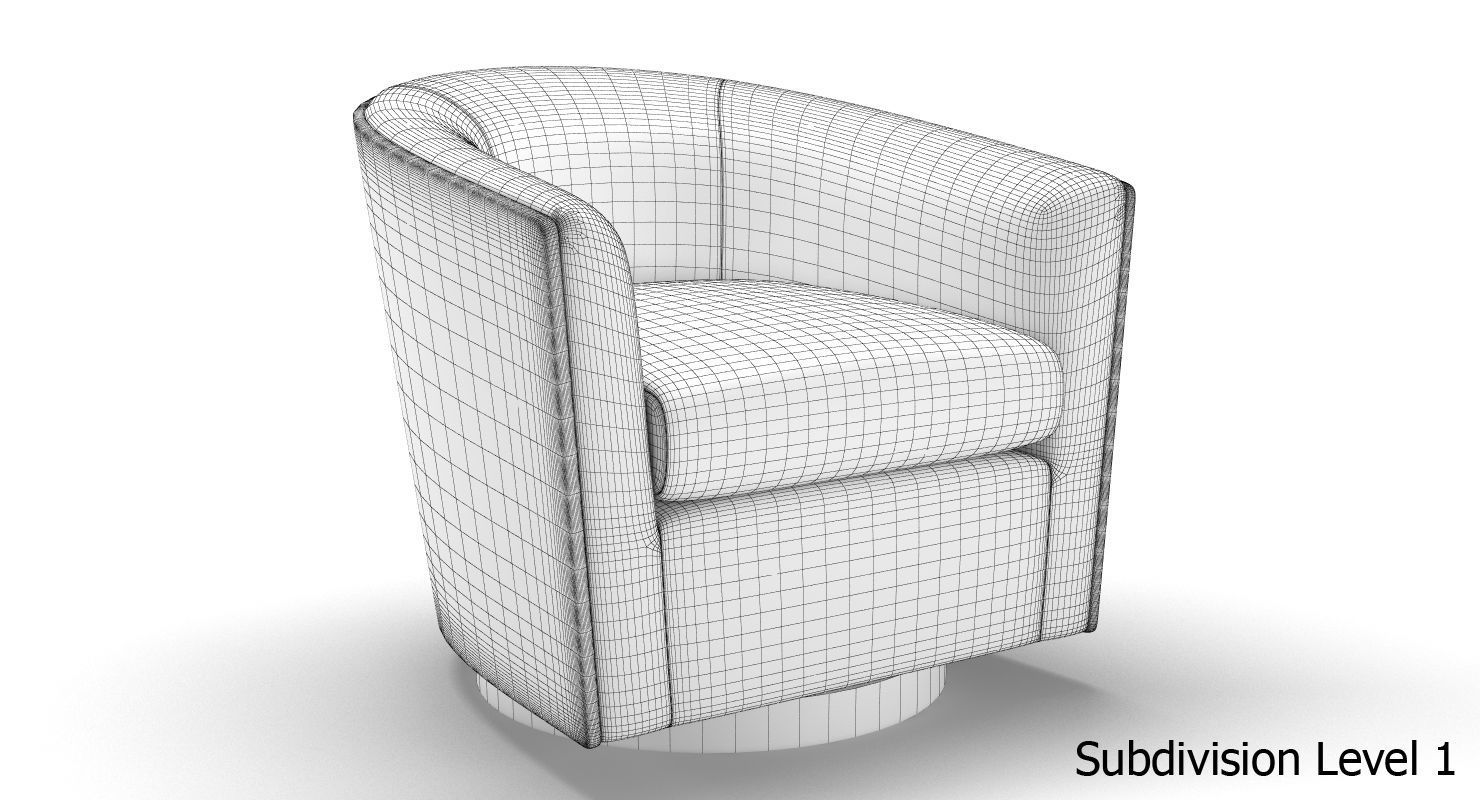 West Elm Luther Swivel Chair 3D model_7