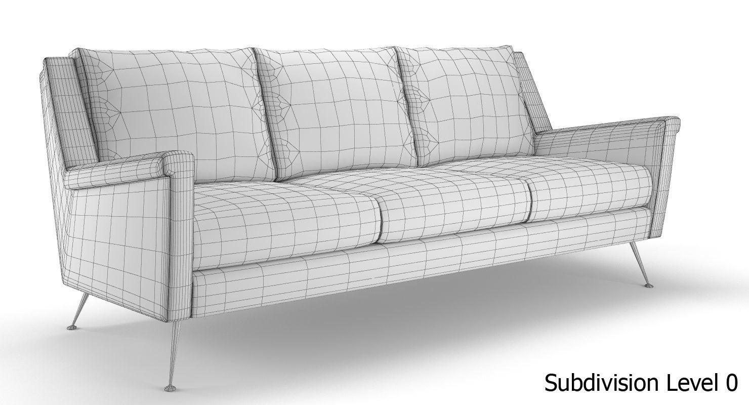 West Elm Carlo Mid-Century Sofa 3D model_7
