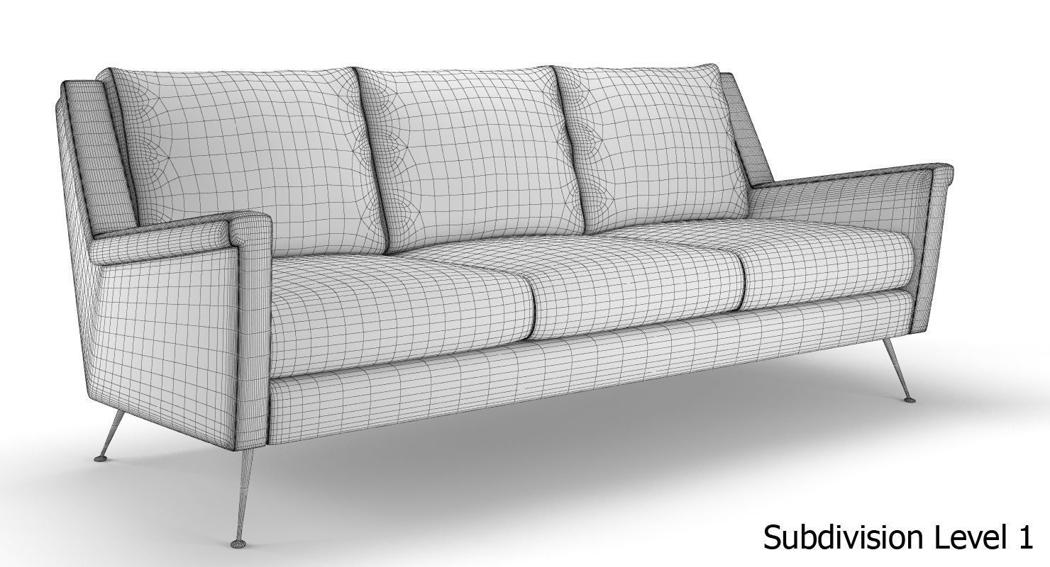 West Elm Carlo Mid-Century Sofa 3D model_8