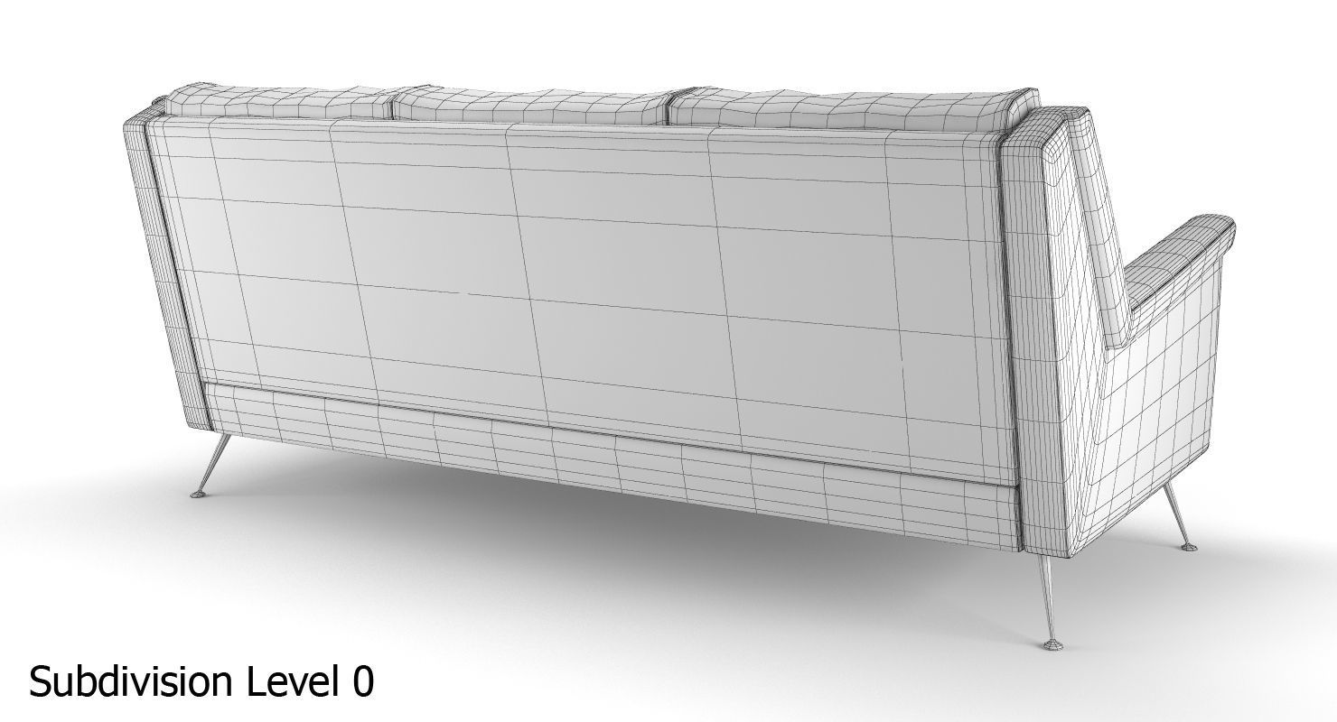 West Elm Carlo Mid-Century Sofa 3D model_9