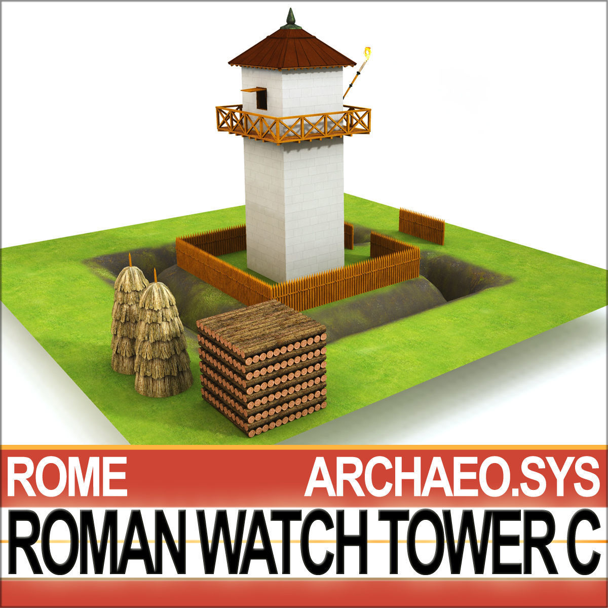 Roman Watch Tower C 3D model_2