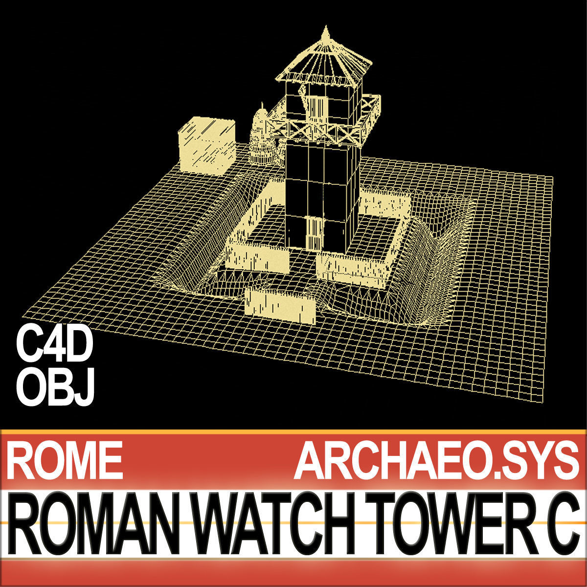 Roman Watch Tower C 3D model_10