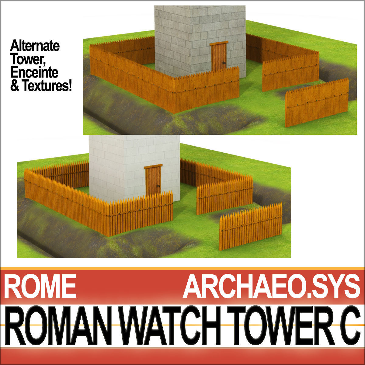 Roman Watch Tower C 3D model_9