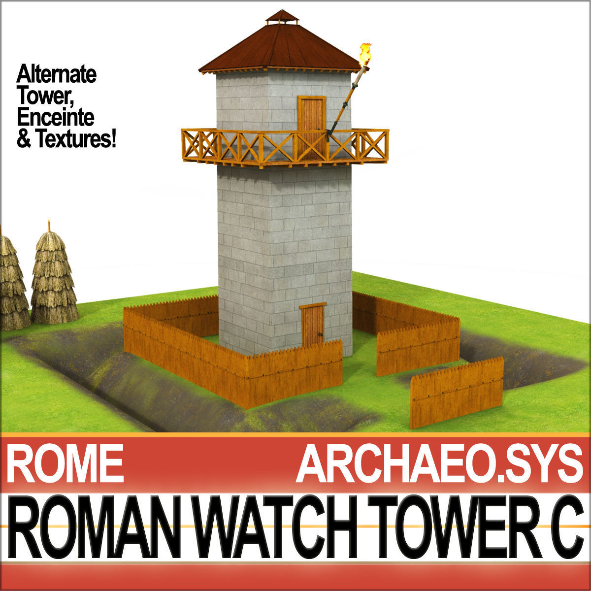 Roman Watch Tower C 3D model_7
